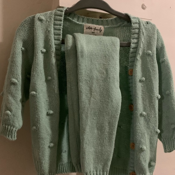 Wilson and Frenchy cardigan and pants. Mint baby green 0-3months outfit. - Picture 1 of 5
